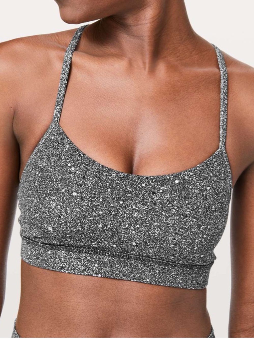 Lululemon Flow Y Nulu Sports Bra Luminesce Splatter White Black 6
